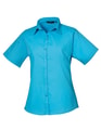 Dames blouse korte mouw Premier PR302 TURQUOISE